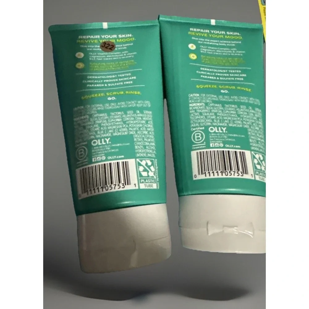(2) OLLY Revive Mood+Skin Vitamin Infused Body Scrub 6oz Refreshing Neroli Dew
